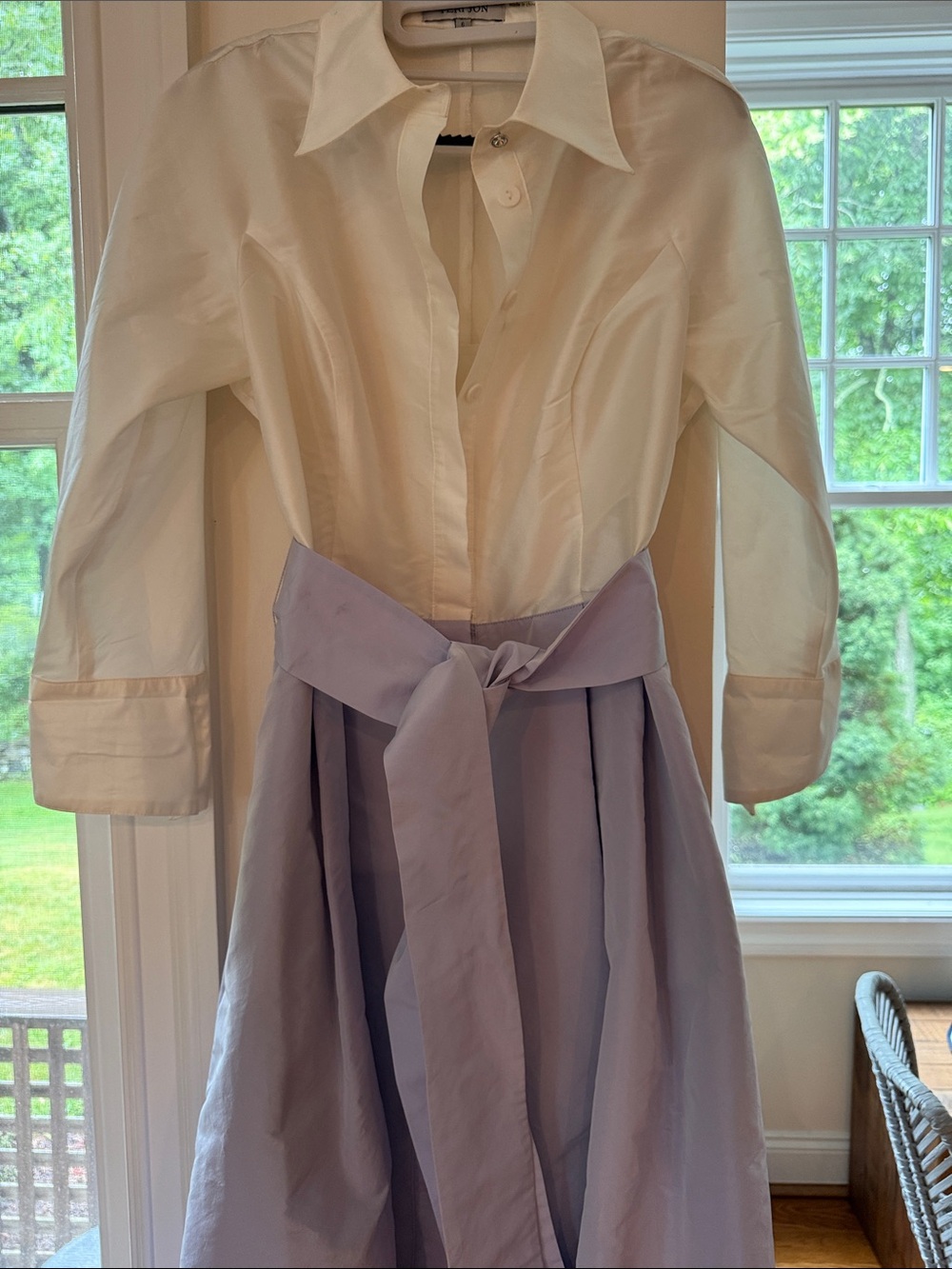 Rickie Freeman for Teri Jon Cream Button-Front fully lined dress